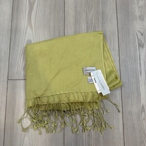 NWT Sutton Studio Green Cashmere Silk Oblong Rectangular Scarf 20" X 72"